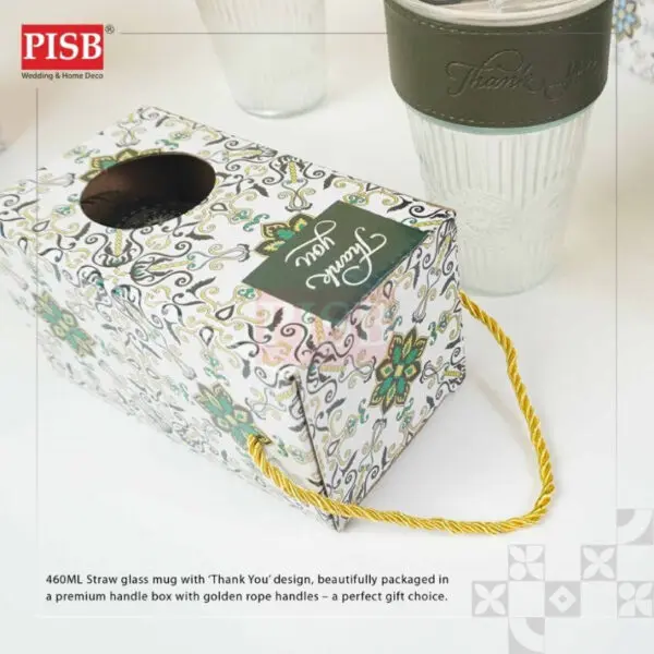 2152 (1Pcs) 460ML Souvenir Straw Mug Glass Heat Cold Resistant Water Bottle Viral Travel Mug Doorgift Mug Cawan Gelas - Image 7