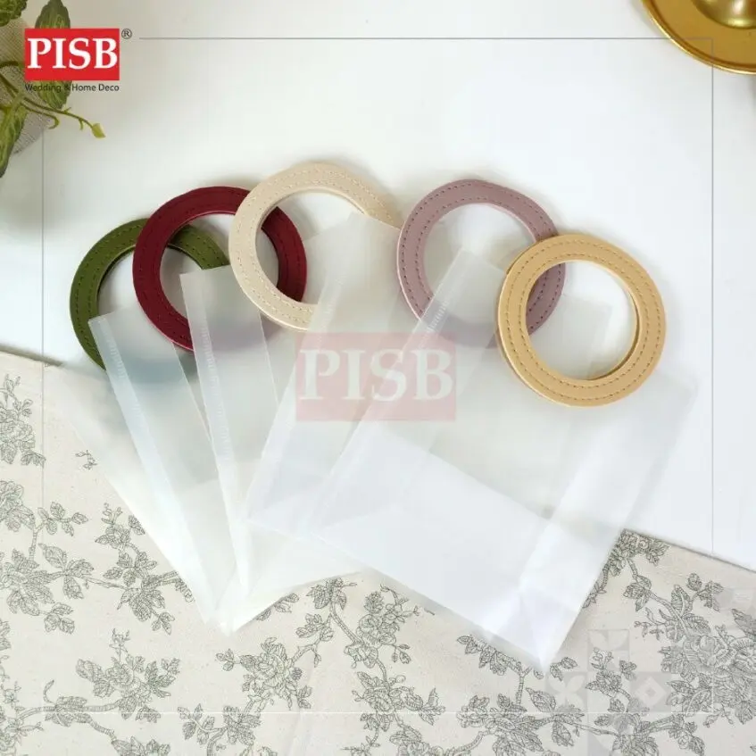 7183/84 (10Pcs/Pkt) Leather Handle PP Bag Transparent Bag Goodies Bag Wedding Plastic Doorgift Beg Wedding Gift Bag - Image 3