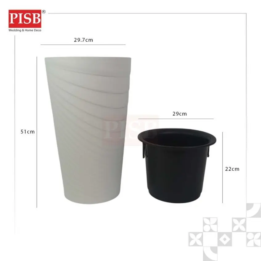 2845 White/Cream/Black/Brown/Grey Plastic Vase Flower Pot Pasu Plastik Pasu Bunga Hiasan Rumah Indoor Outdoor Home Decor - Image 2