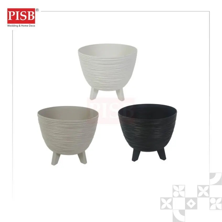 2844 White/Beige/Black Plastic Vase Flower Pot Stand Pasu Plastik Pasu Bunga Hiasan Rumah Indoor Outdoor Home Decor