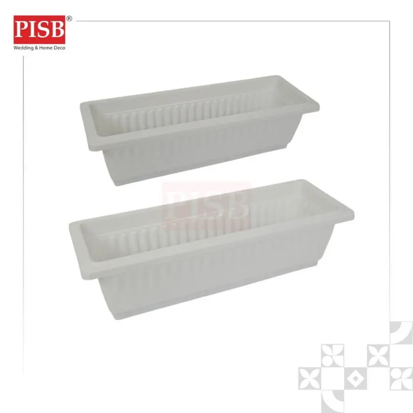 2846/47 White Rectangle Plastic Vase Flower Pot Stand Pasu Plastik Pasu Bunga Hiasan Rumah Indoor Outdoor Home Decor