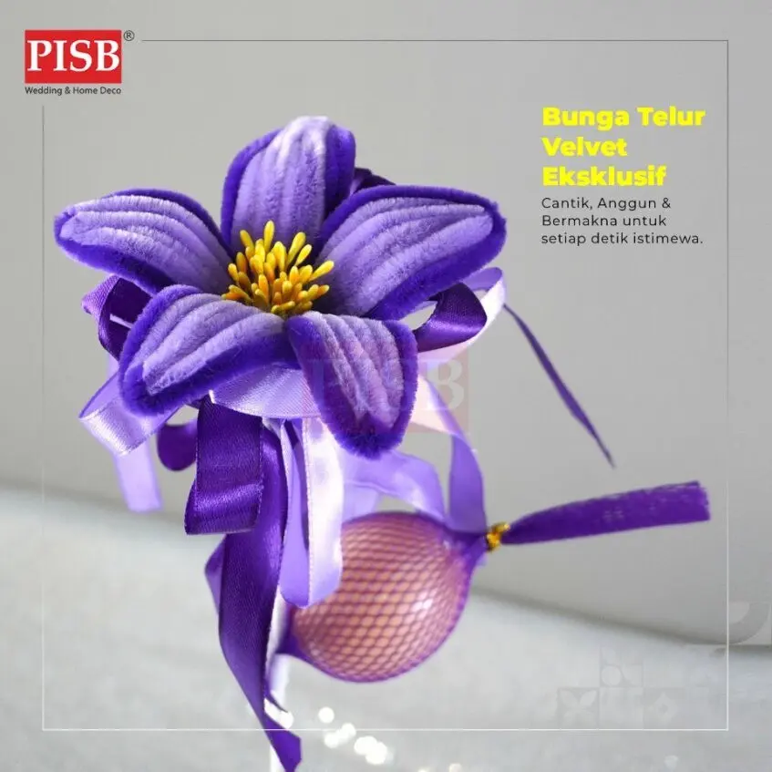 1069 (25Pcs/Box) Velvet Egg Flower / Bunga Telur / Bunga Telor Pelamin / Bunga Telur Murah / Doorgift Tunang Kahwin - Image 2