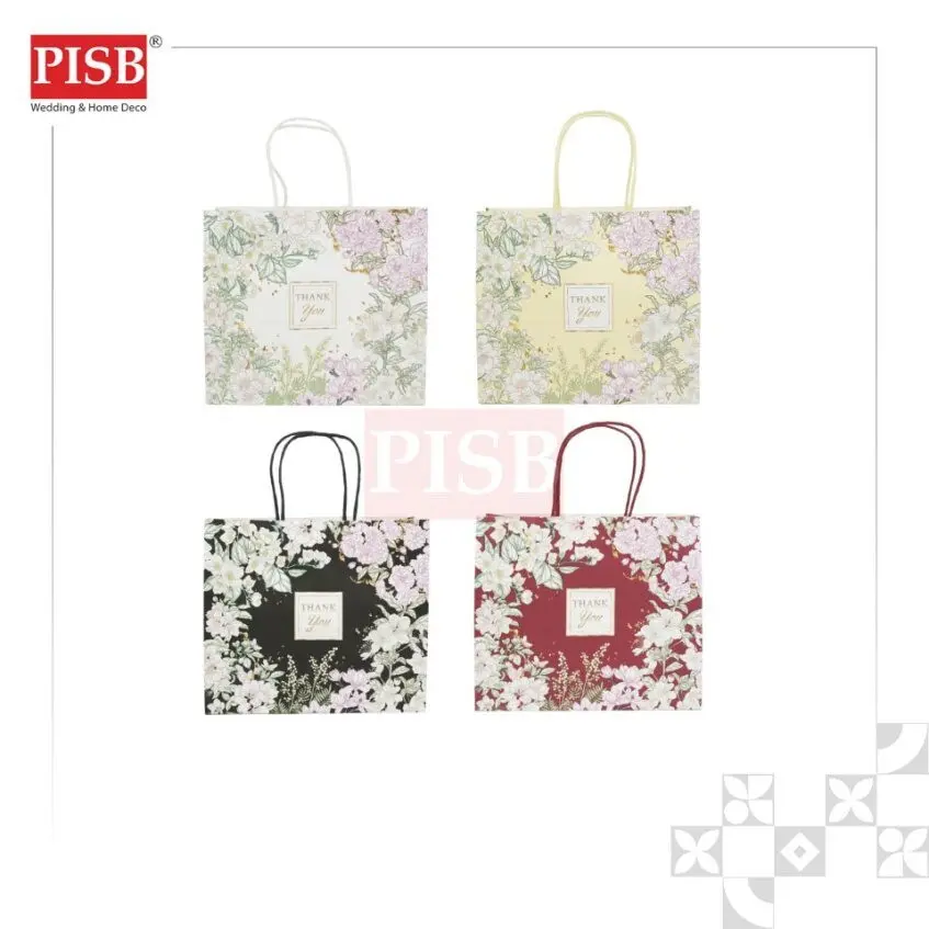 2173 (10Pcs/Pkt) Flower Kraft Design Paper Bag Gift Bag Retail Bag Color Kraft Paper Bag Beg Kertas Wedding Birthday Bag