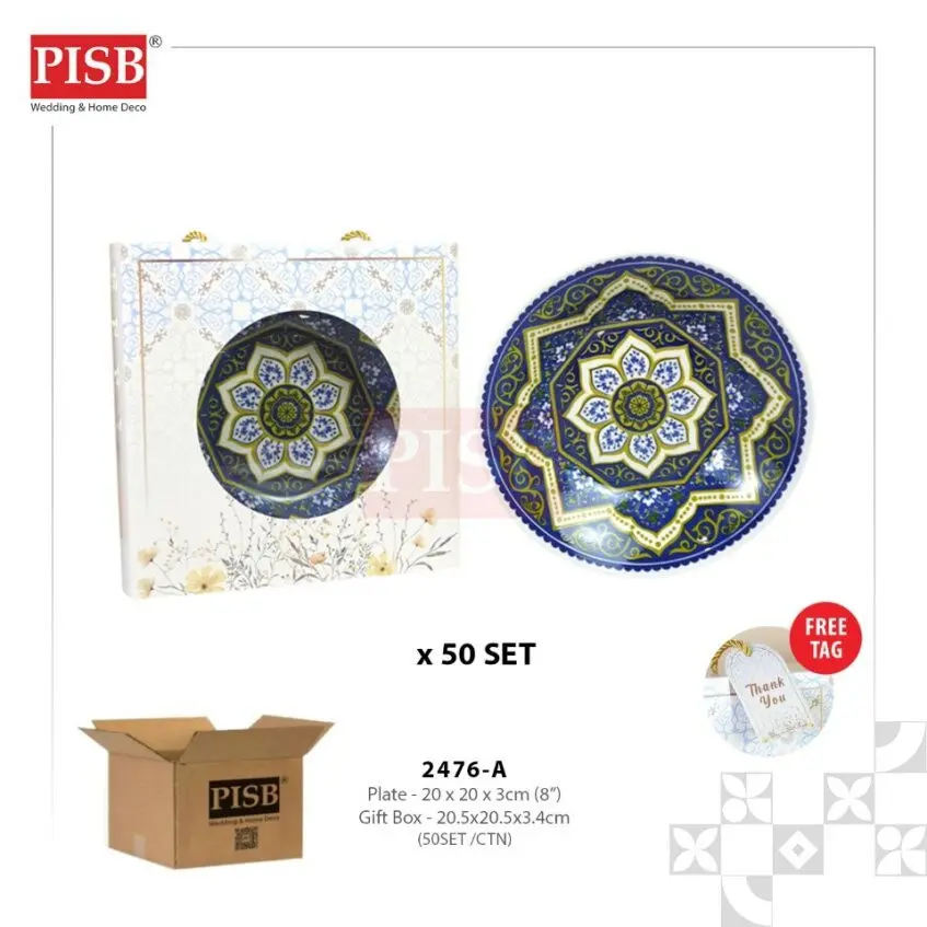 2476 (50Sets/Ctn) Premium Moroccan 8" Ceramic Plate Doorgift Souvenir Pinggan Piring Seramik Murah Wedding Gift Plate - Image 3