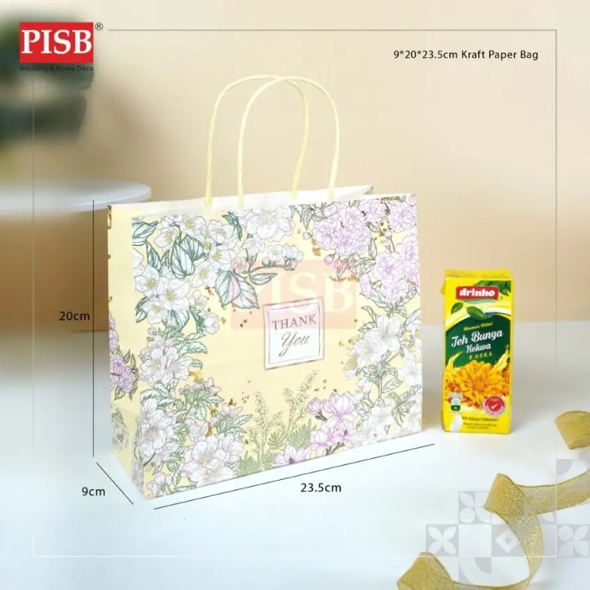 2173 (10Pcs/Pkt) Flower Kraft Design Paper Bag Gift Bag Retail Bag Color Kraft Paper Bag Beg Kertas Wedding Birthday Bag - Image 6