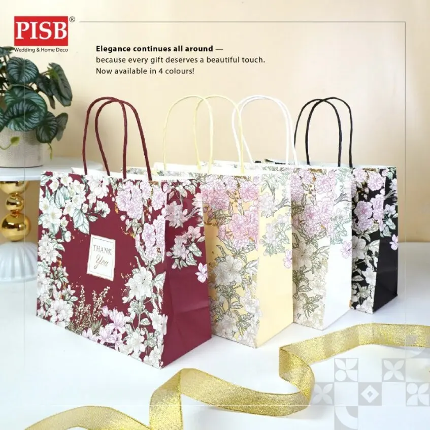 2173 (10Pcs/Pkt) Flower Kraft Design Paper Bag Gift Bag Retail Bag Color Kraft Paper Bag Beg Kertas Wedding Birthday Bag - Image 3