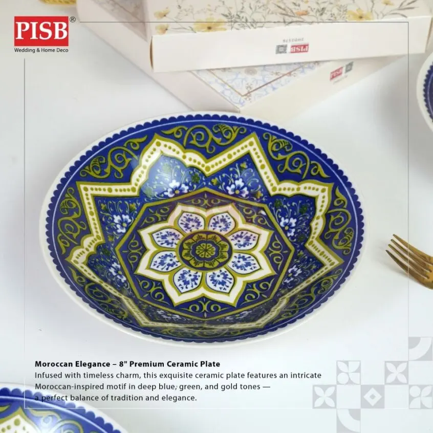 2476 (50Sets/Ctn) Premium Moroccan 8" Ceramic Plate Doorgift Souvenir Pinggan Piring Seramik Murah Wedding Gift Plate - Image 7