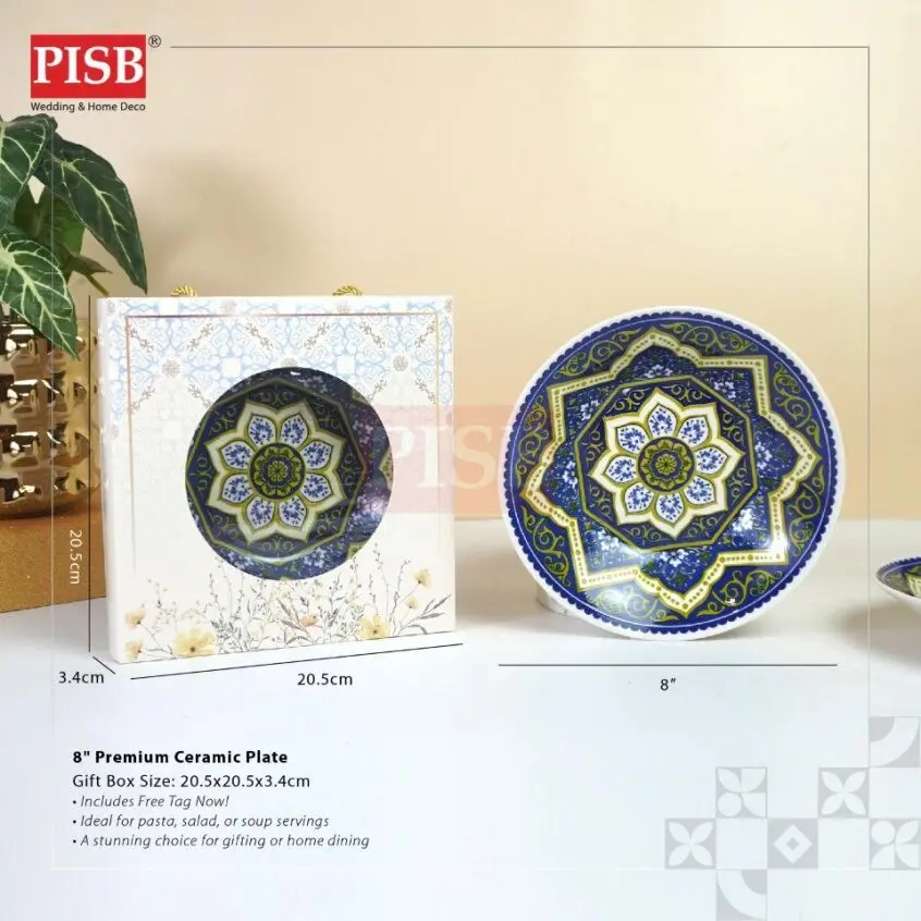 2476 (50Sets/Ctn) Premium Moroccan 8" Ceramic Plate Doorgift Souvenir Pinggan Piring Seramik Murah Wedding Gift Plate - Image 6