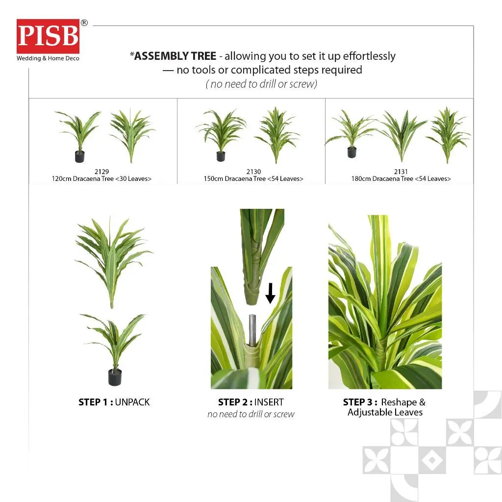 2128-31 Assembly Dracaena Tree Artificial Plant 90/120/150/180CM - Image 4