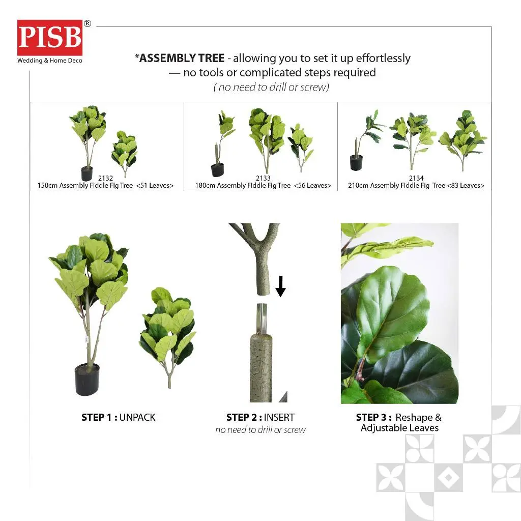 2132-2134 Assembly Fiddle Fig Tree Artificial Plant 150/180/210CM - Image 5