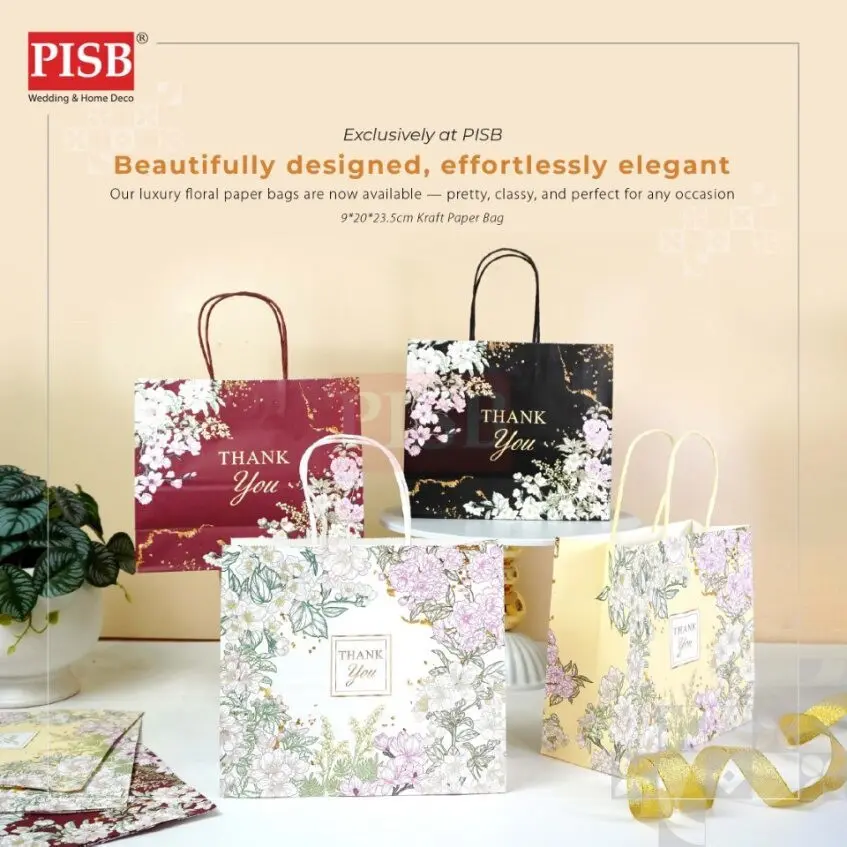 2173 (10Pcs/Pkt) Flower Kraft Design Paper Bag Gift Bag Retail Bag Color Kraft Paper Bag Beg Kertas Wedding Birthday Bag - Image 2