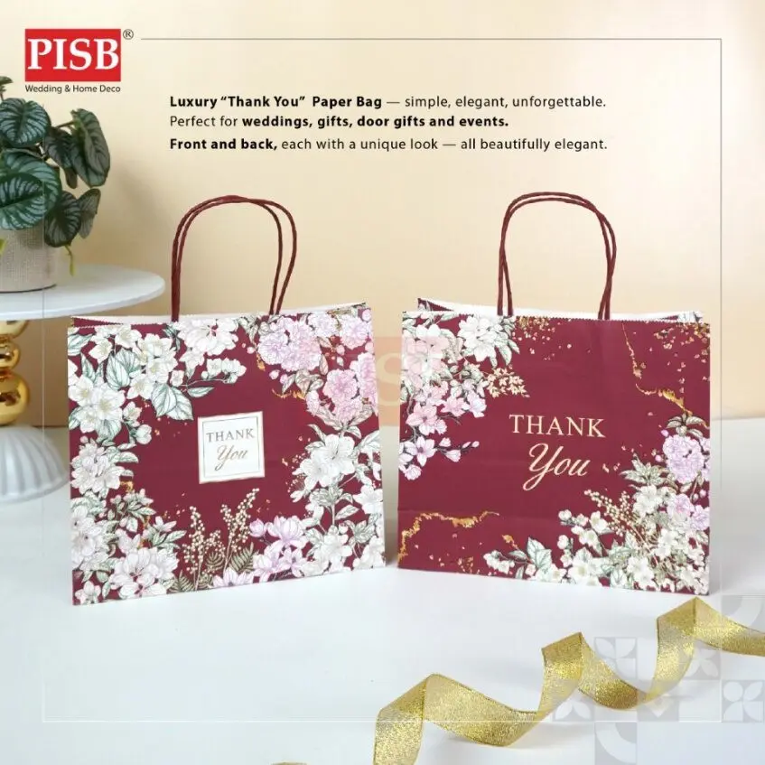 2173 (10Pcs/Pkt) Flower Kraft Design Paper Bag Gift Bag Retail Bag Color Kraft Paper Bag Beg Kertas Wedding Birthday Bag - Image 5