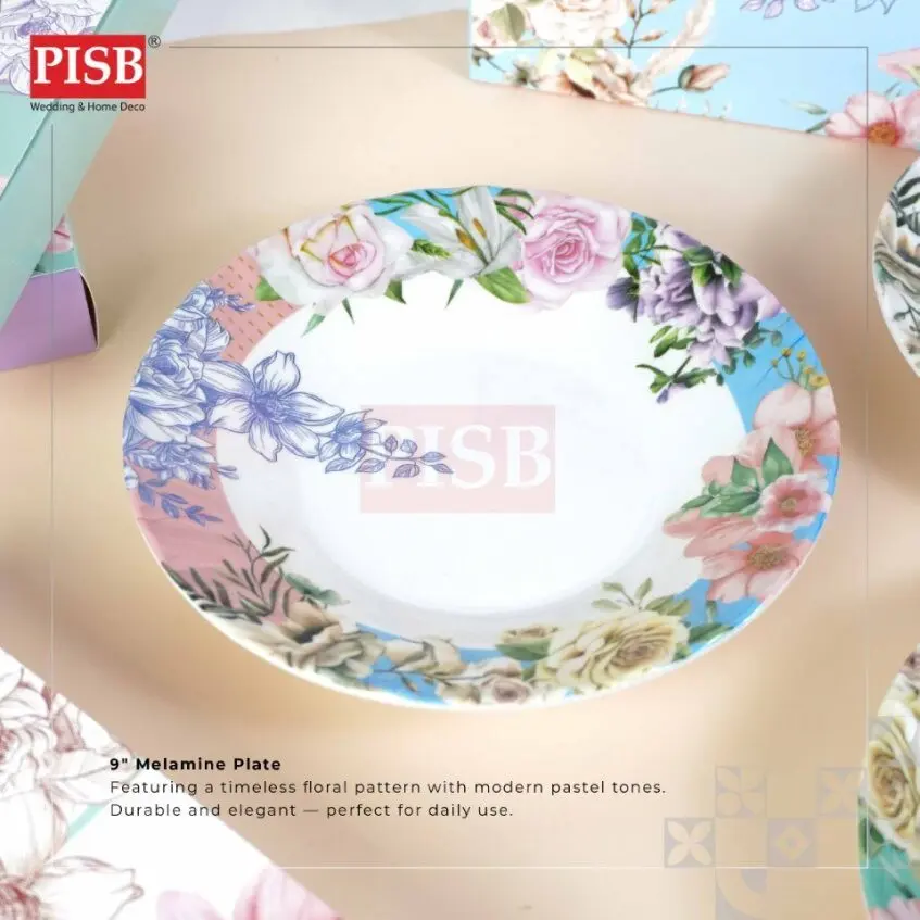 0511 (100Sets) 9" Melamine Plate With Box Doorgift Souvenir Pinggan Piring Melamin Dengan Kotak Murah Wedding Gift Plate - Image 3