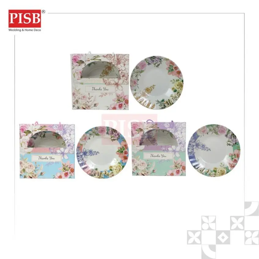 0511 (100Sets) 9" Melamine Plate With Box Doorgift Souvenir Pinggan Piring Melamin Dengan Kotak Murah Wedding Gift Plate - Image 2