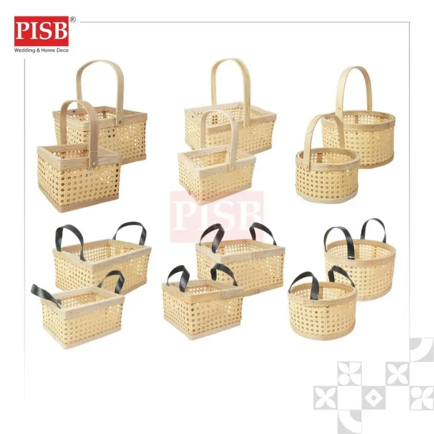 1119-24 Rectangle Square Round Basket With Handle Bakul Buah Bakul Hamper Bakul Hantaran Bakul Hiasan Picnic Basket
