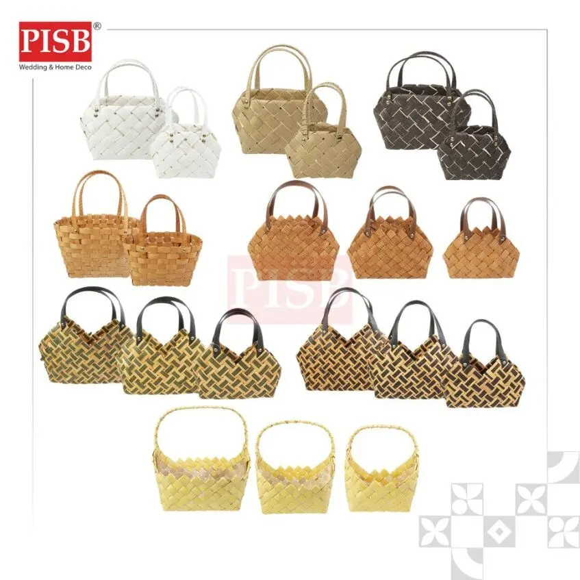 1129-33 Bag Style Woven Basket With Handle Bakul Buah Bakul Hamper Bakul Hantaran Bakul Anyaman Hiasan Picnic Basket