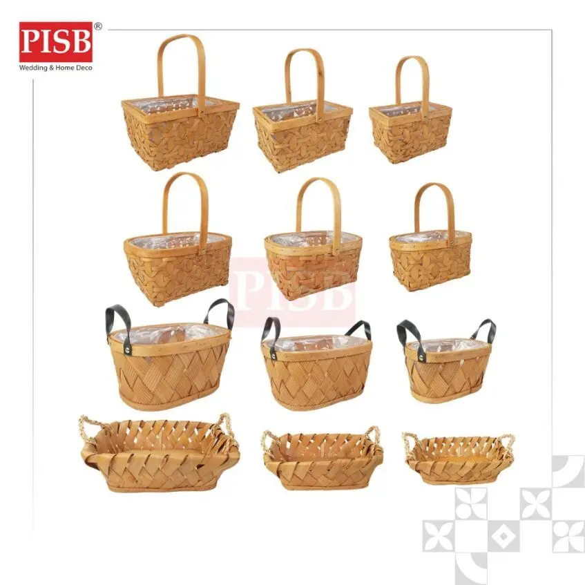 1125-28 Multishape Woven Basket With Handle Bakul Buah Bakul Hamper Bakul Hantaran Bakul Anyaman Hiasan Picnic Basket