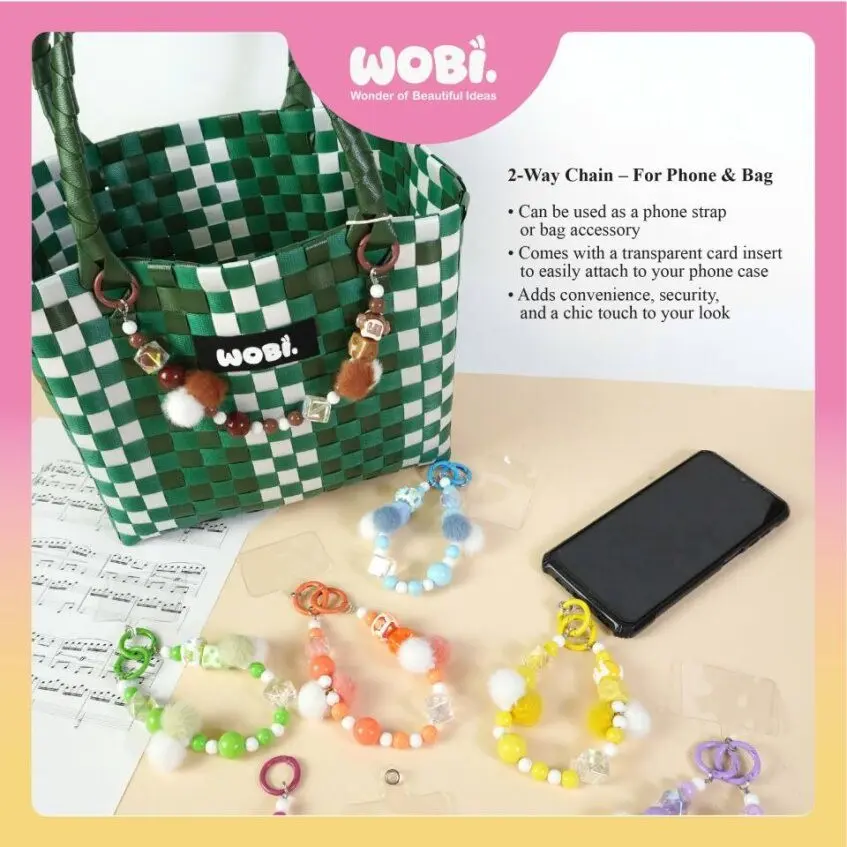2019 WOBI Pompom Versatile Chain Colourful Fashion Lanyard Jewelry Gifts Handphone Case Hanging Aksesori Telefon Beg - Image 3