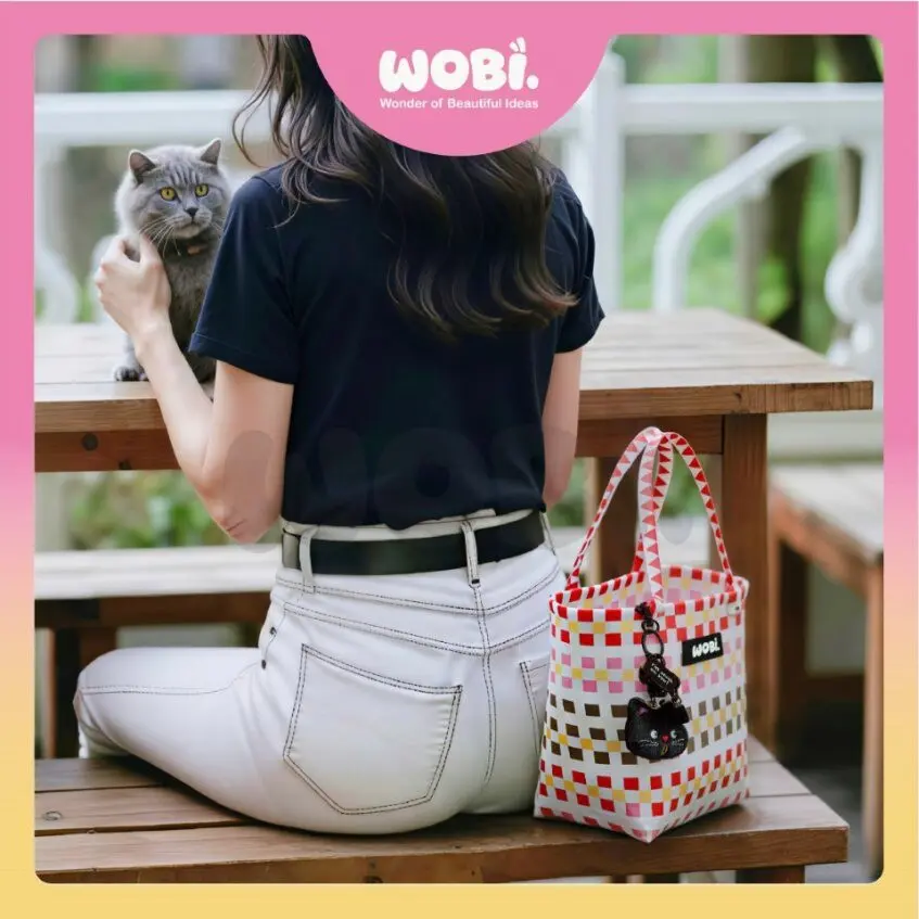 2006 WOBI Medium Tote Bag Women Bag Shopping Bag Gift Bag Retail Goodies Bag Wedding Birthday Beg Anyaman Warna Warni - Image 6