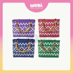 2007 Bamboo Handle Tote Bag Women Bag Shopping Bag Gift Bag Retail Goodies Bag Wedding Birthday Beg Anyaman Warna Warni
