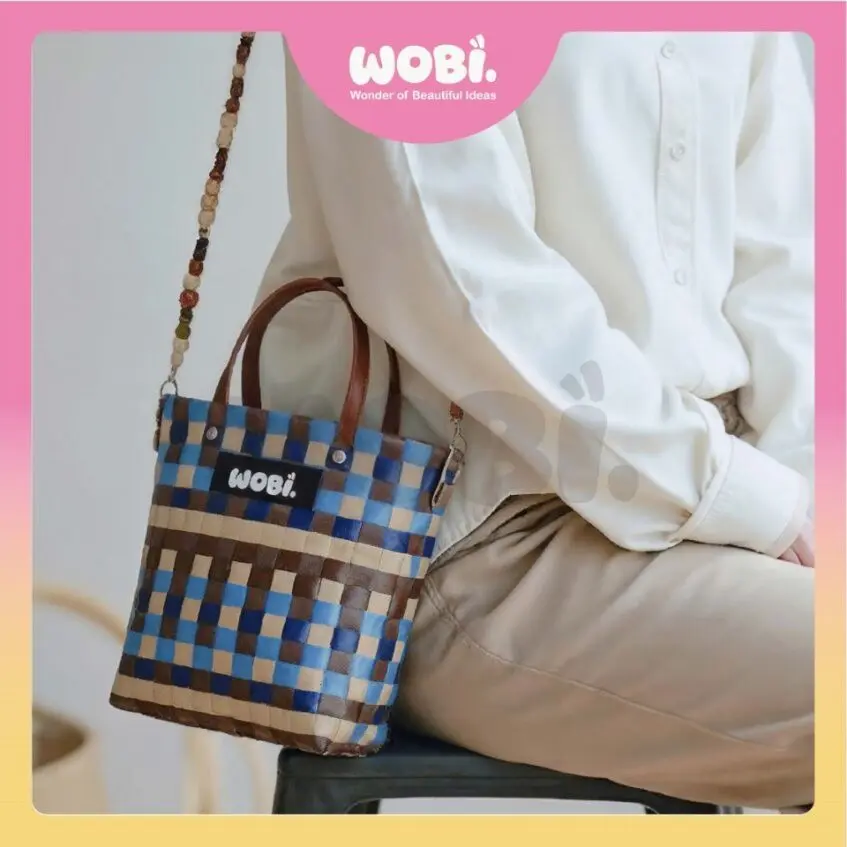 2005 WOBI Mini Tote Bag Women Bag Shopping Bag Gift Bag Retail Bag Goodies Bag Wedding Birthday Beg Anyaman Warna Warni - Image 2