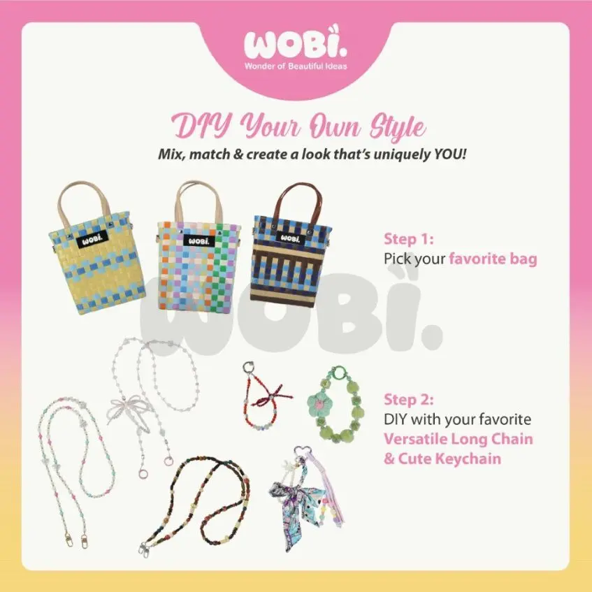 2005 WOBI Mini Tote Bag Women Bag Shopping Bag Gift Bag Retail Bag Goodies Bag Wedding Birthday Beg Anyaman Warna Warni - Image 8