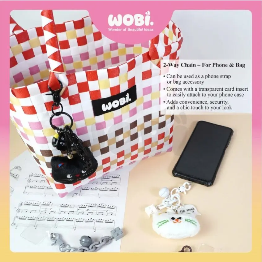 2020 WOBI Plushy Cat Chain Colourful Fashion Lanyard Jewelry Gifts Handphone Case Hanging Aksesori Telefon Beg - Image 3