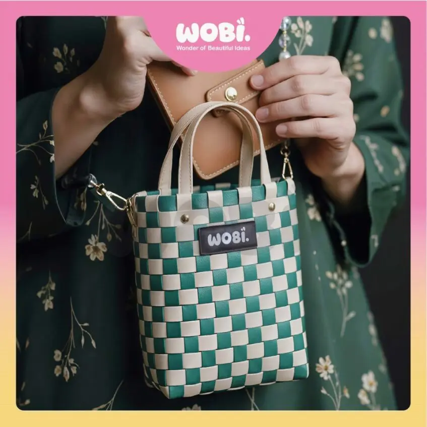 2005 WOBI Mini Tote Bag Women Bag Shopping Bag Gift Bag Retail Bag Goodies Bag Wedding Birthday Beg Anyaman Warna Warni - Image 7