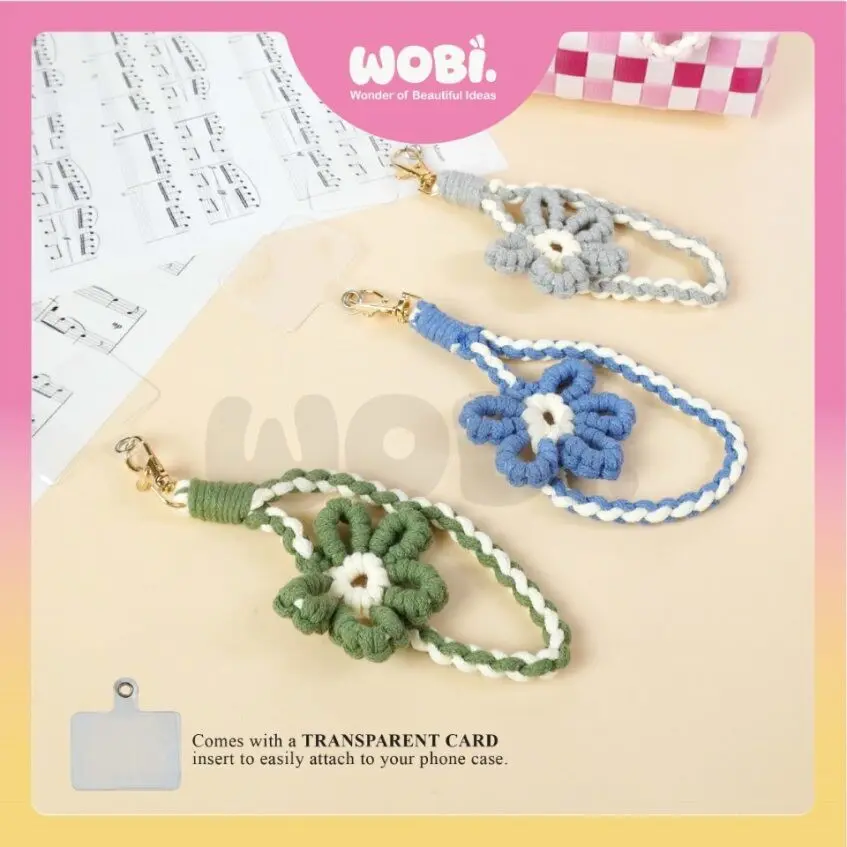 2011 WOBI Crochet Flower Phone Chain Colourful Fashion Lanyard Jewelry Gifts Handphone Case Hanging Aksesori Telefon Beg - Image 2