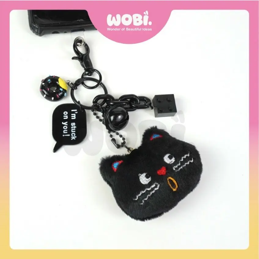 2020 WOBI Plushy Cat Chain Colourful Fashion Lanyard Jewelry Gifts Handphone Case Hanging Aksesori Telefon Beg - Image 4