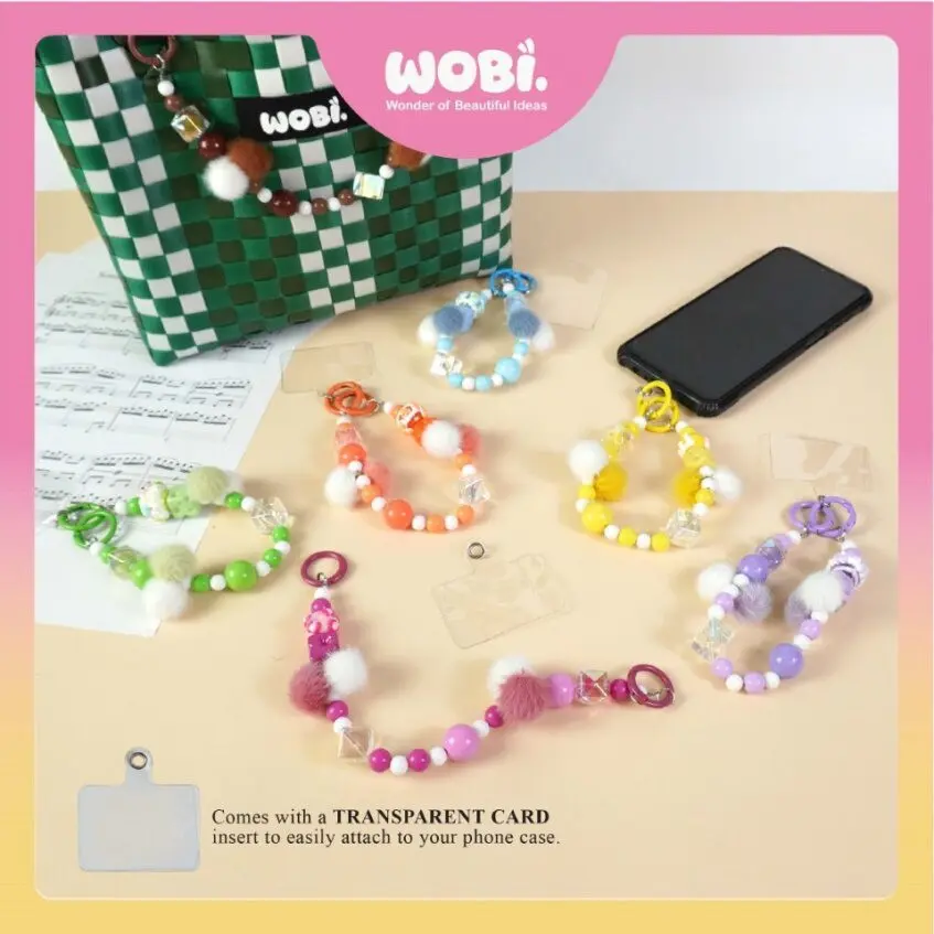 2019 WOBI Pompom Versatile Chain Colourful Fashion Lanyard Jewelry Gifts Handphone Case Hanging Aksesori Telefon Beg - Image 2