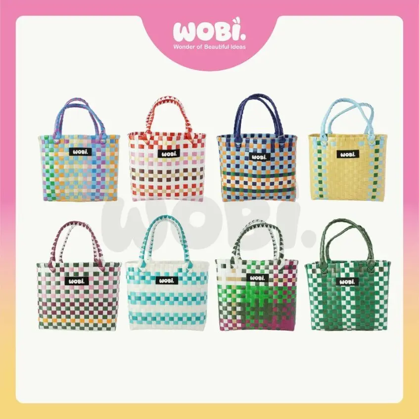 2006 WOBI Medium Tote Bag Women Bag Shopping Bag Gift Bag Retail Goodies Bag Wedding Birthday Beg Anyaman Warna Warni