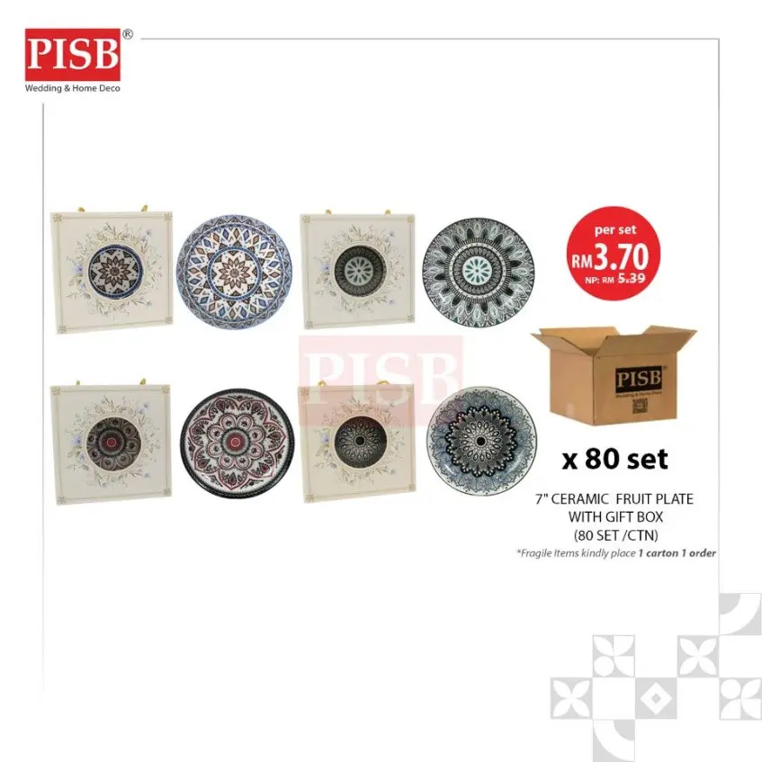 2474(80Sets/Ctn)Moroccan Style 7" Ceramic Fruits Plate Doorgift Souvenir Pinggan Piring Seramik Murah Wedding Gift Plate - Image 2