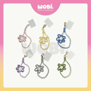2011 WOBI Crochet Flower Phone Chain Colourful Fashion Lanyard Jewelry Gifts Handphone Case Hanging Aksesori Telefon Beg