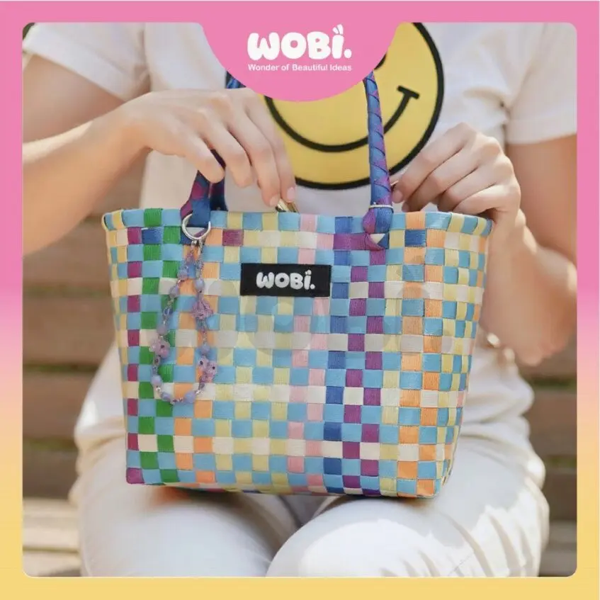 2006 WOBI Medium Tote Bag Women Bag Shopping Bag Gift Bag Retail Goodies Bag Wedding Birthday Beg Anyaman Warna Warni - Image 4