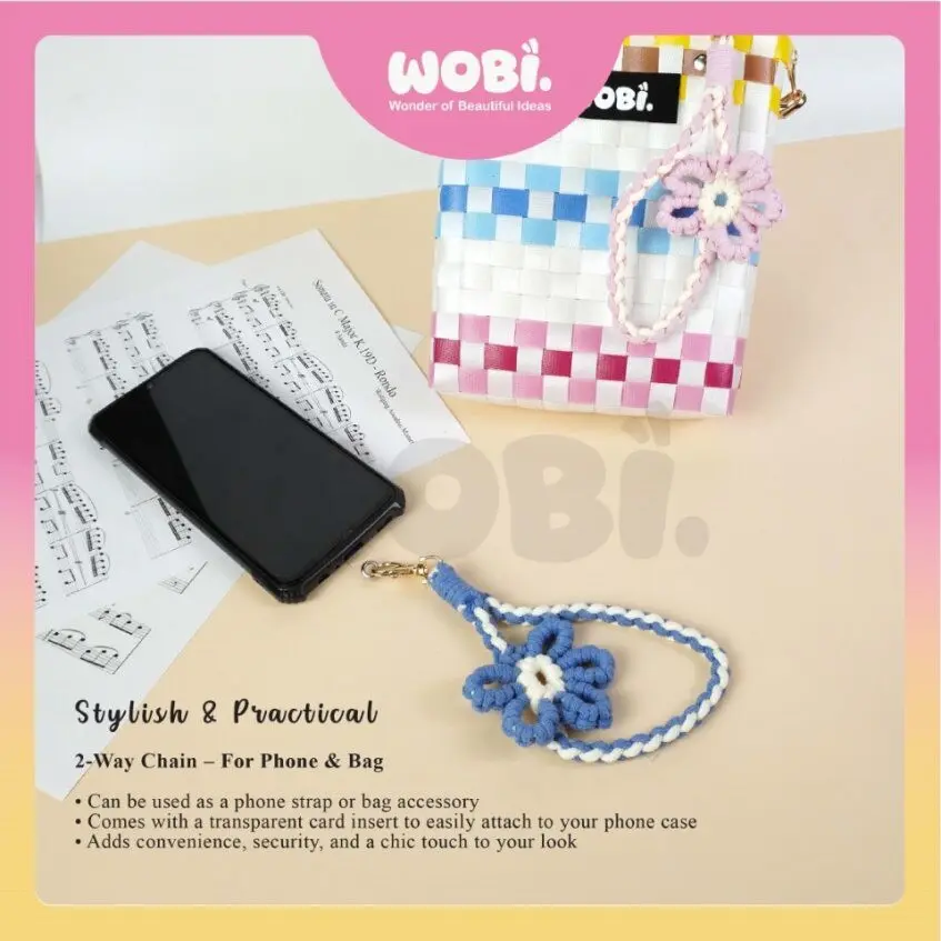 2011 WOBI Crochet Flower Phone Chain Colourful Fashion Lanyard Jewelry Gifts Handphone Case Hanging Aksesori Telefon Beg - Image 3