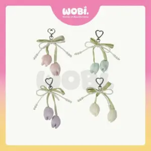 f778b1005a07ccd4af4582d97fdc654f-1.jpeg 2010 WOBI Tulips Versatile Chain Colourful Fashion Lanyard Sweet Pearl Beaded Bow Keychain Aksesori Beg Pemegang Kunci