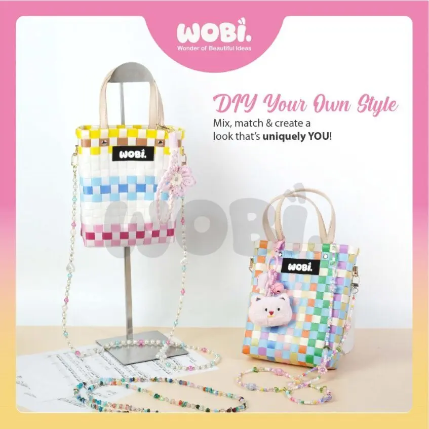 2005 WOBI Mini Tote Bag Women Bag Shopping Bag Gift Bag Retail Bag Goodies Bag Wedding Birthday Beg Anyaman Warna Warni - Image 9