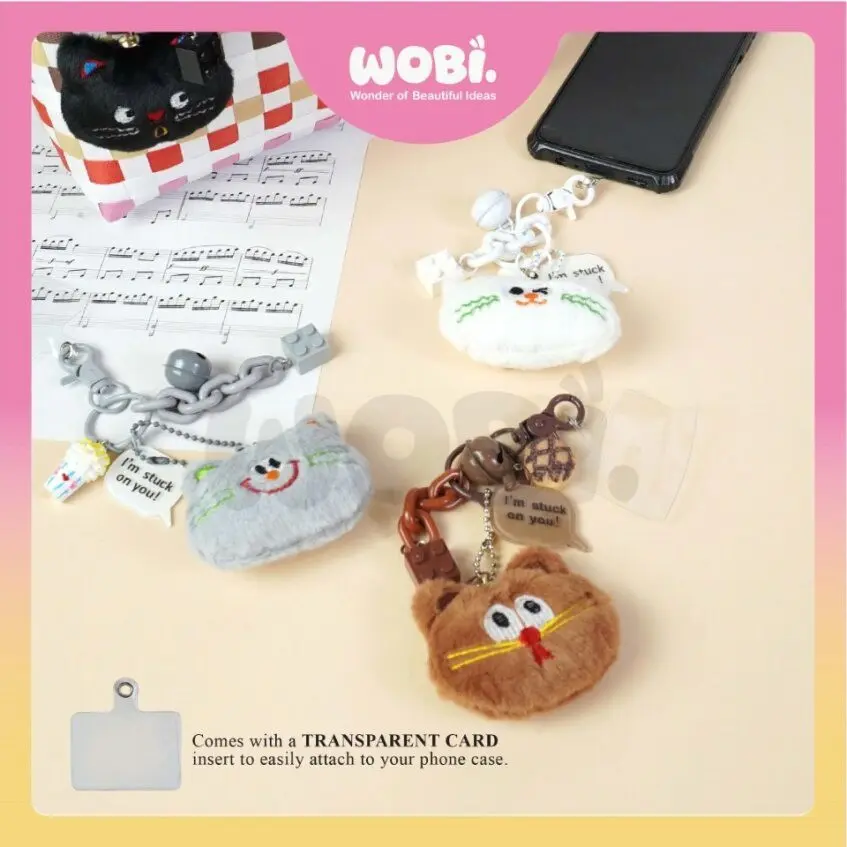 2020 WOBI Plushy Cat Chain Colourful Fashion Lanyard Jewelry Gifts Handphone Case Hanging Aksesori Telefon Beg - Image 2