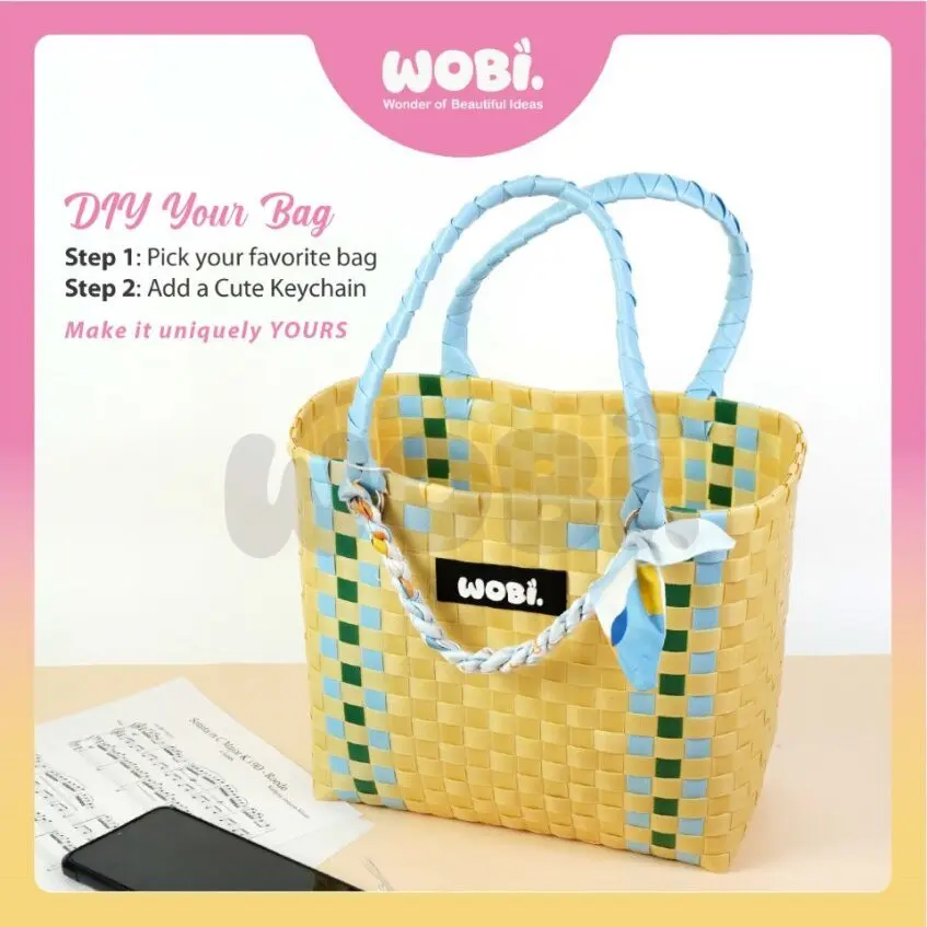 2006 WOBI Medium Tote Bag Women Bag Shopping Bag Gift Bag Retail Goodies Bag Wedding Birthday Beg Anyaman Warna Warni - Image 8