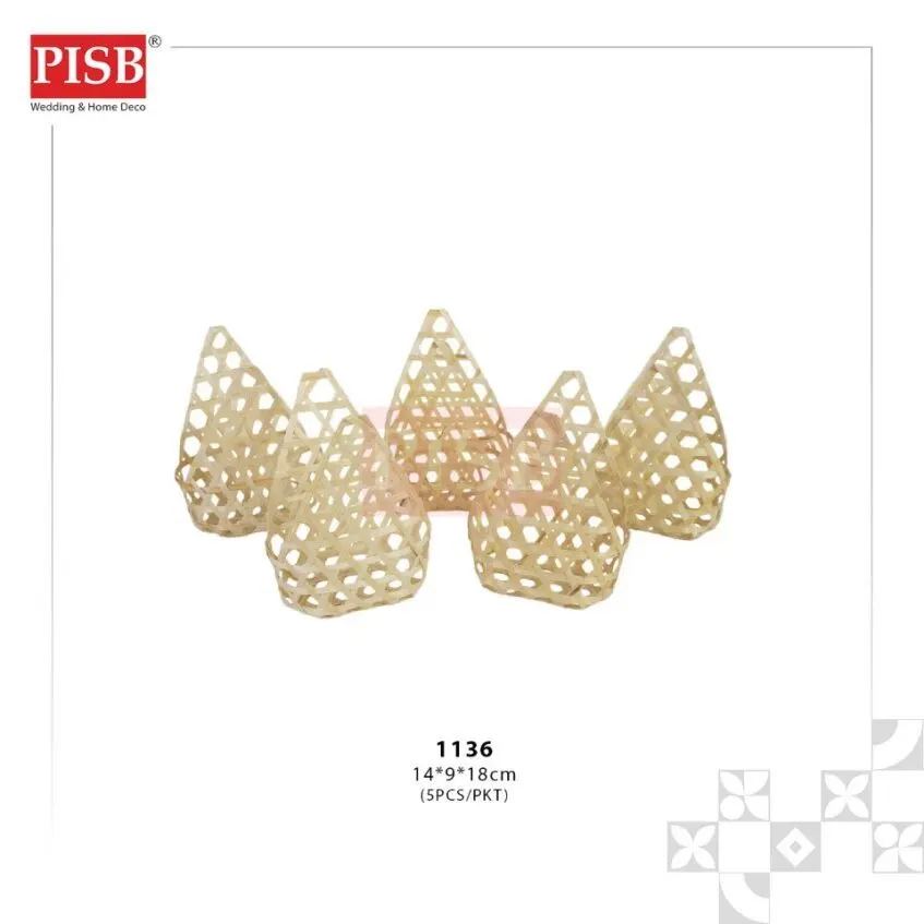 1136 (5Pcs/Pkt) Bamboo Basket Goodies Bag Doorgift Bag Wedding Beg Mini Mengkuang Goodies Kahwin Bag Kenduri