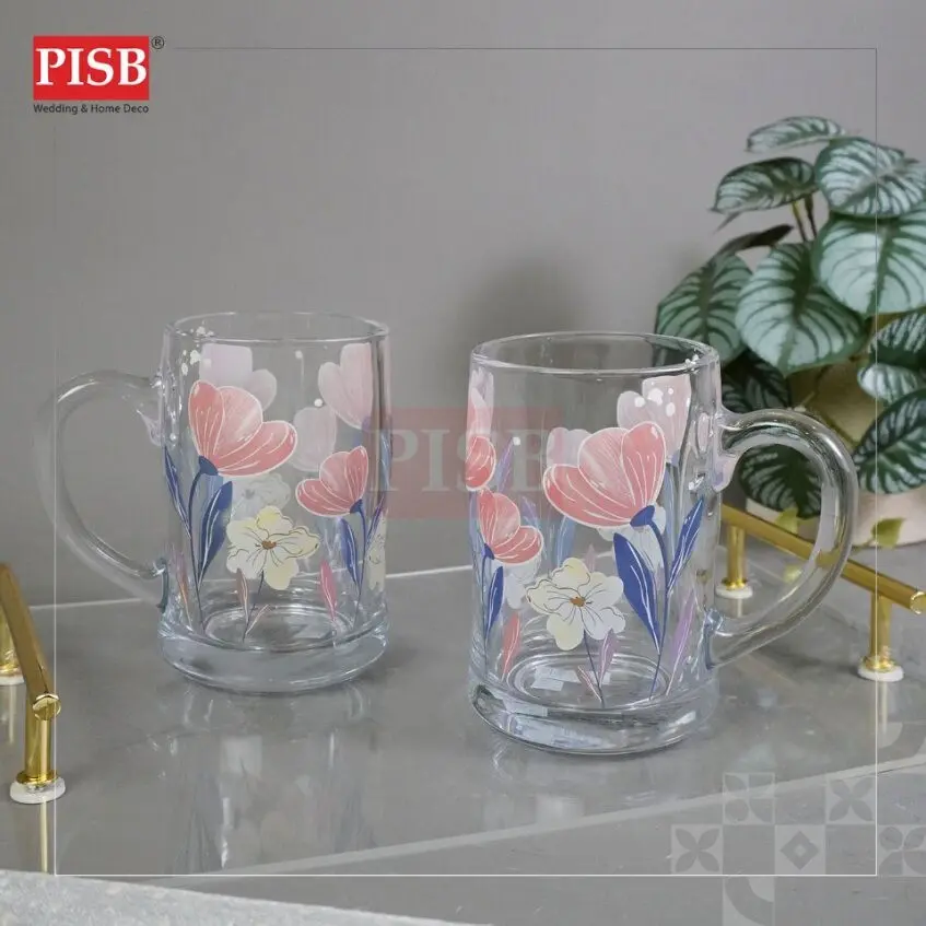2016 (6Pcs/Box) Floral Glass Mug Set Drinking Glassware Doorgift Souvenir Mug Cawan Gelas Murah Wedding Gift Cup - Image 3