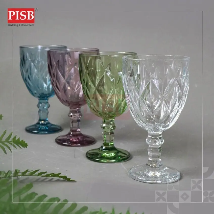 2010 (4Pcs/Box) 4 Colour Glass Diamond Dessert Cup Drinking Glassware Doorgift Souvenir Mug Cawan Gelas Murah - Image 2