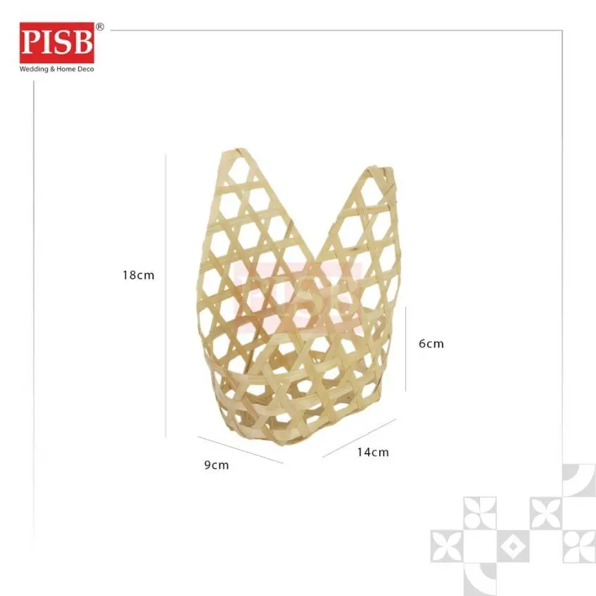 1136 (5Pcs/Pkt) Bamboo Basket Goodies Bag Doorgift Bag Wedding Beg Mini Mengkuang Goodies Kahwin Bag Kenduri - Image 3