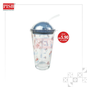 2009 470ML Straw Glass Cup Heat Cold Resistant Water Bottle Viral Transparent Travel Mug Coffee Glass Doorgift Cawan