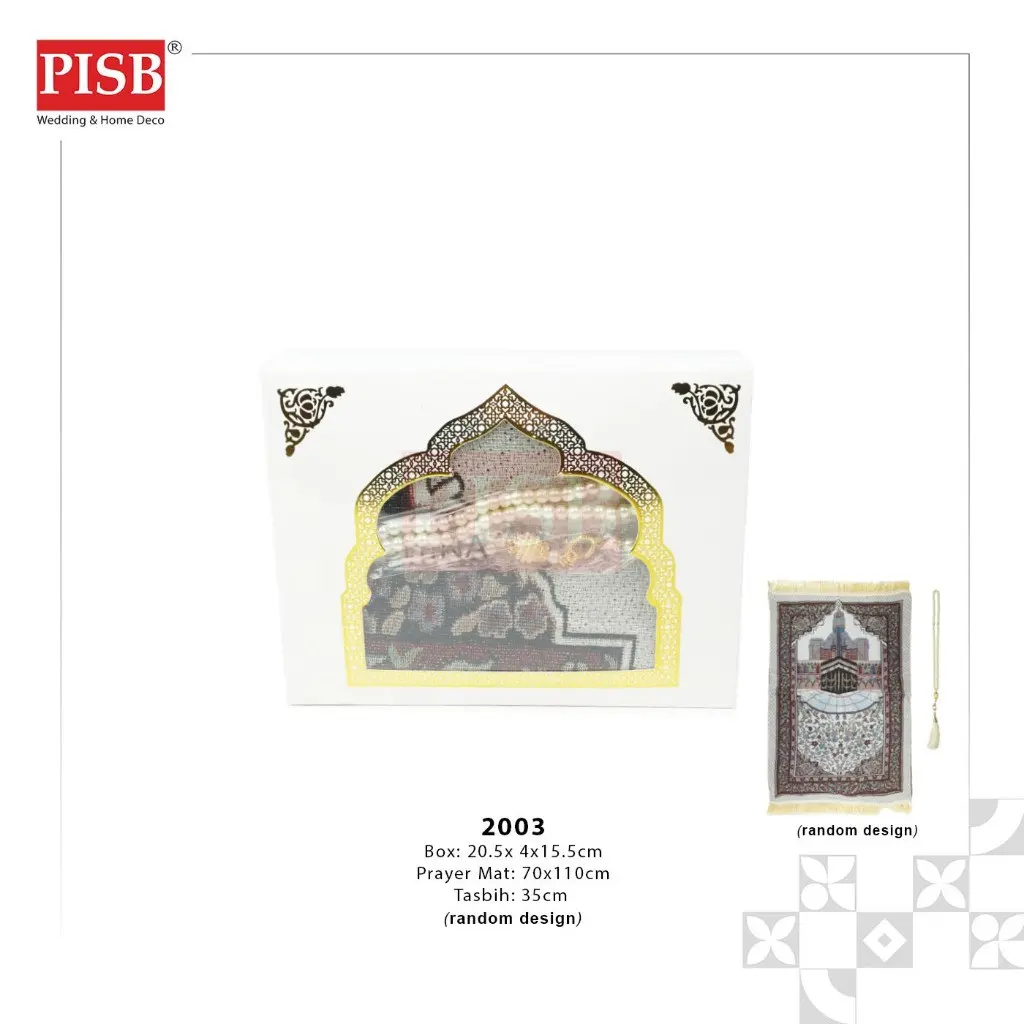 2003(Random Design)Islamik Sejadah With Tasbih Premium Set Travel Prayer Mat Doorgift Souvenir Sejadah Tasbih Prayer Set