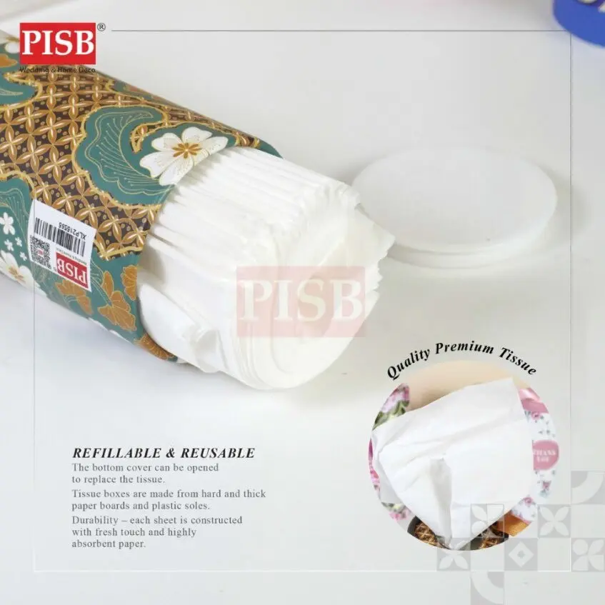 2155 (1PCS) Souvenir Premium Floral Car Tissue Facial Tissue Cylinder Tissue Box Tisu Kereta Tisu Kotak Doorgift Tisu - Image 3