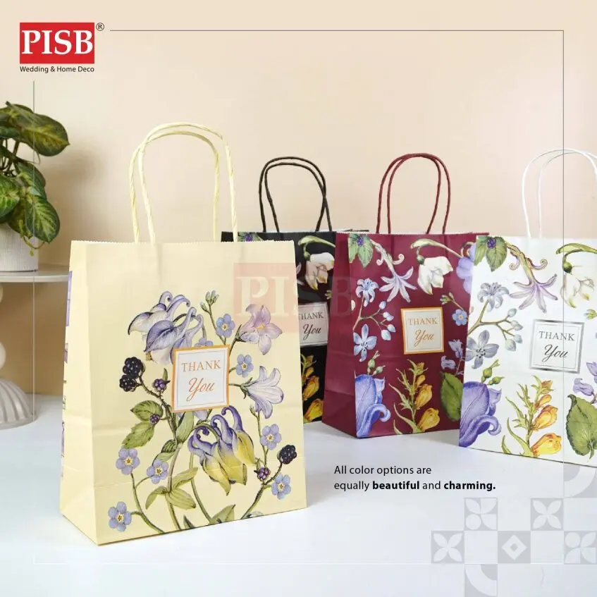 2164 (10Pcs/Pkt) Floral Kraft Design Paper Bag Gift Bag Retail Bag Color Kraft Paper Bag Beg Kertas Wedding Birthday Bag - Image 2