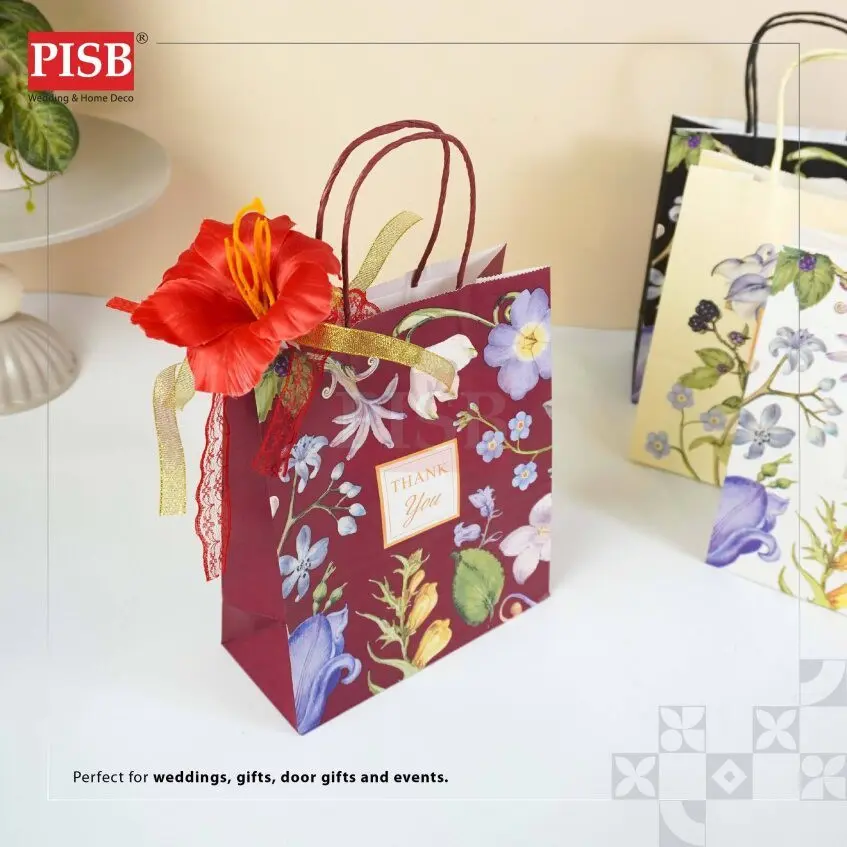 2164 (10Pcs/Pkt) Floral Kraft Design Paper Bag Gift Bag Retail Bag Color Kraft Paper Bag Beg Kertas Wedding Birthday Bag - Image 6