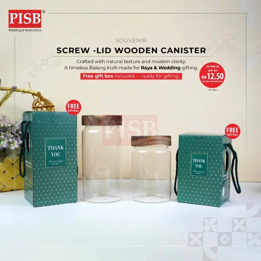 1065/66 Screw-Lid Wooden Canister Airtight Spice Container Condiment Bottle Jar Bekas Rempah Balang Kuih Bekas Kuih Raya - Image 2